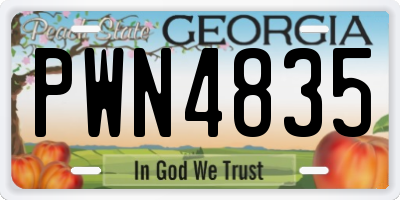 GA license plate PWN4835