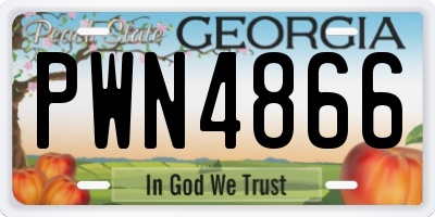 GA license plate PWN4866