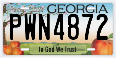 GA license plate PWN4872