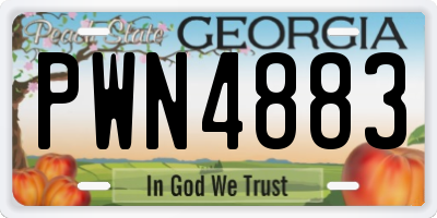 GA license plate PWN4883