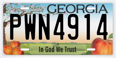 GA license plate PWN4914
