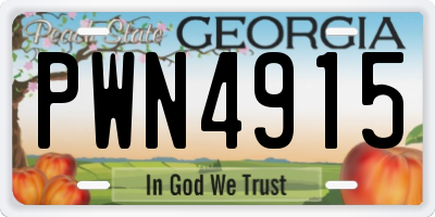 GA license plate PWN4915