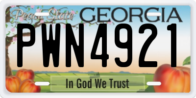 GA license plate PWN4921