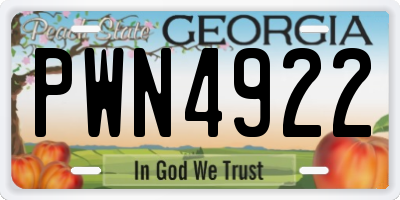 GA license plate PWN4922