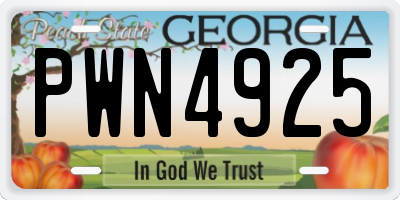 GA license plate PWN4925
