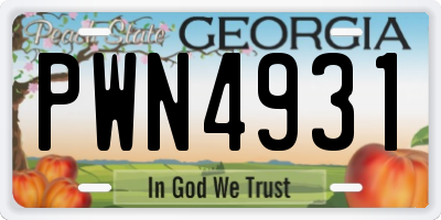 GA license plate PWN4931
