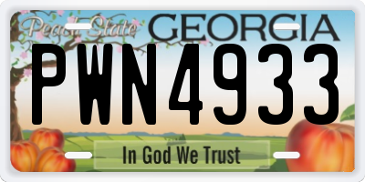 GA license plate PWN4933