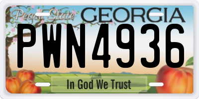 GA license plate PWN4936