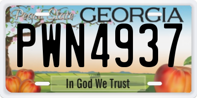 GA license plate PWN4937