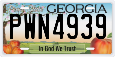 GA license plate PWN4939