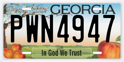 GA license plate PWN4947