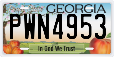 GA license plate PWN4953