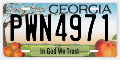 GA license plate PWN4971