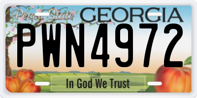 GA license plate PWN4972