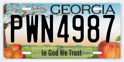 GA license plate PWN4987