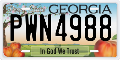 GA license plate PWN4988