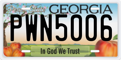 GA license plate PWN5006