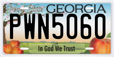 GA license plate PWN5060