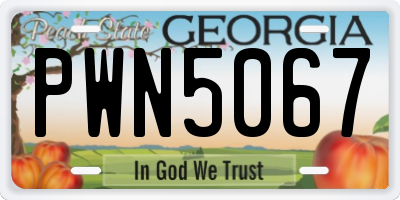 GA license plate PWN5067
