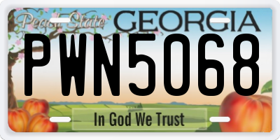 GA license plate PWN5068