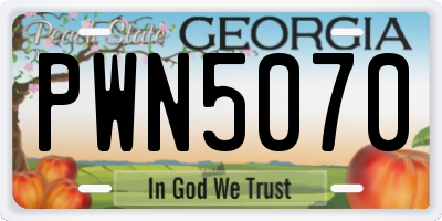 GA license plate PWN5070
