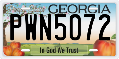 GA license plate PWN5072