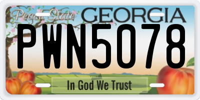 GA license plate PWN5078