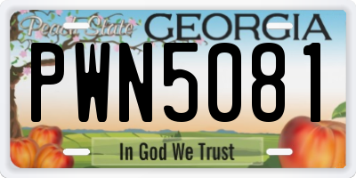 GA license plate PWN5081