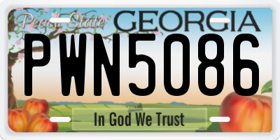 GA license plate PWN5086