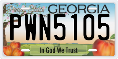 GA license plate PWN5105