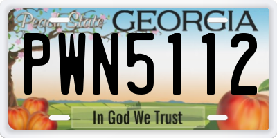 GA license plate PWN5112