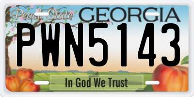 GA license plate PWN5143