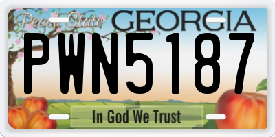 GA license plate PWN5187