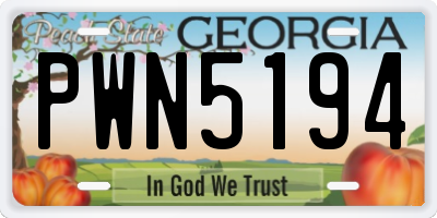 GA license plate PWN5194
