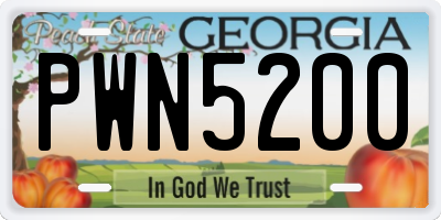 GA license plate PWN5200