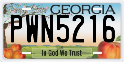 GA license plate PWN5216