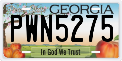 GA license plate PWN5275