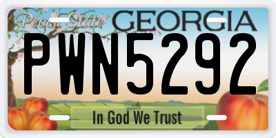 GA license plate PWN5292