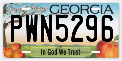 GA license plate PWN5296