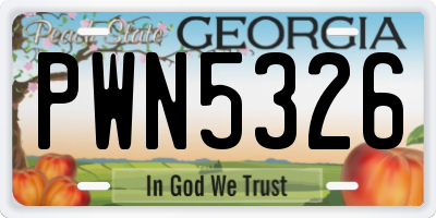 GA license plate PWN5326