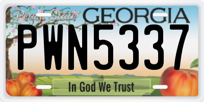 GA license plate PWN5337