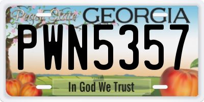 GA license plate PWN5357