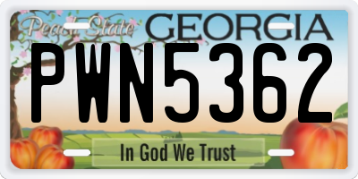 GA license plate PWN5362
