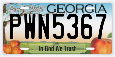 GA license plate PWN5367