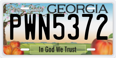 GA license plate PWN5372