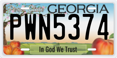 GA license plate PWN5374