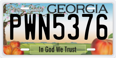 GA license plate PWN5376