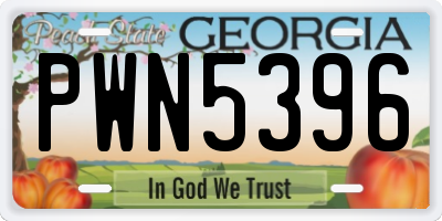 GA license plate PWN5396