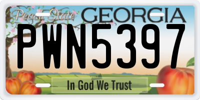 GA license plate PWN5397