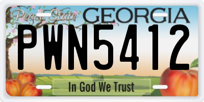 GA license plate PWN5412